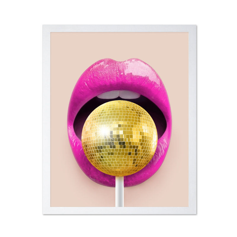Boule à facettes disco No1, Poster, 18"H x 24"W, White Framed
