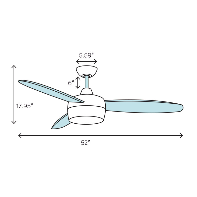 Sabb 52'' Ceiling Fan with LED Lights, White/White