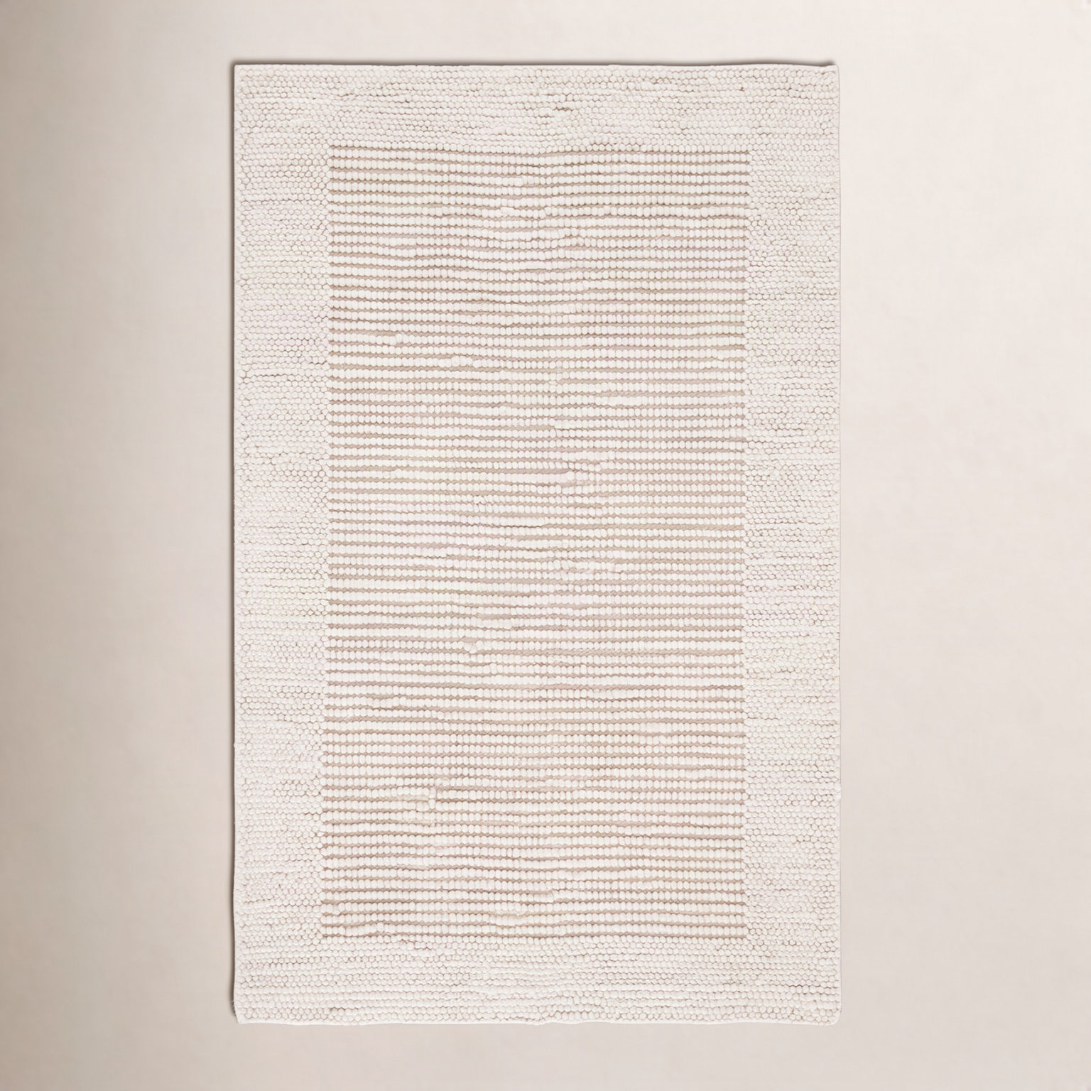 Burdick Ivory Beige Hand-Woven Wool Rug, Rectangle 3' x 5'