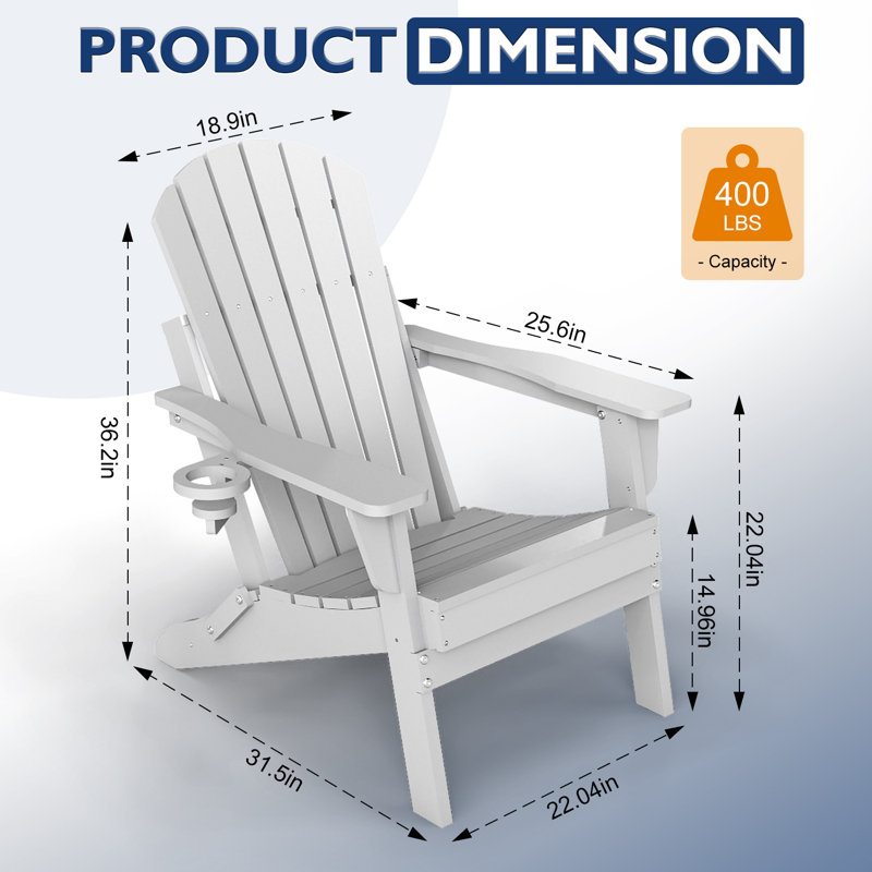 Set Of 4 Folding Adirondack Chair, White