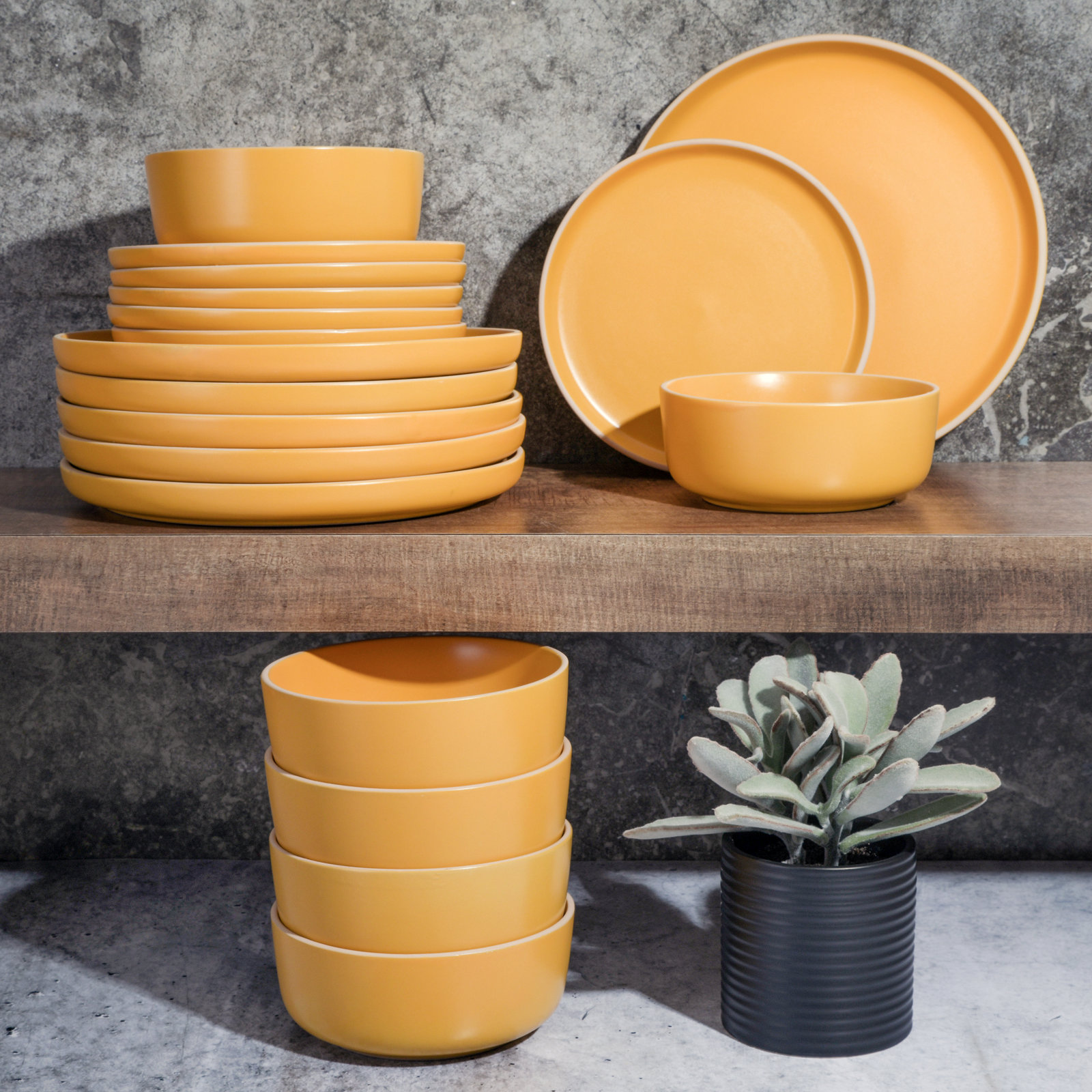 Holiday Porcelain Dinnerware Set, Yellow