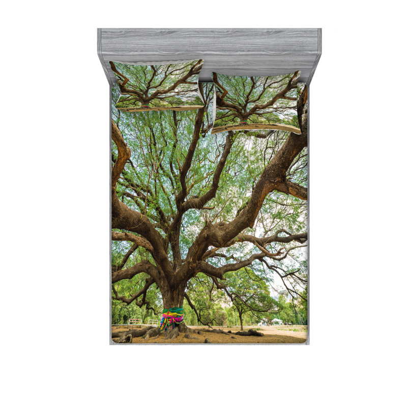 Ensemble de draps en thaïlande magnifique rain tree, Ensemble de draps pour lit double avec un drap-hou