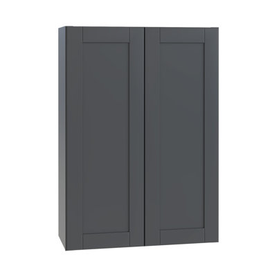 Gallery Express Mercer Plywood Assembled 33 in W x 12 in D x 42 in H Wall Kitchen Cabinet with Shelves in Onyx