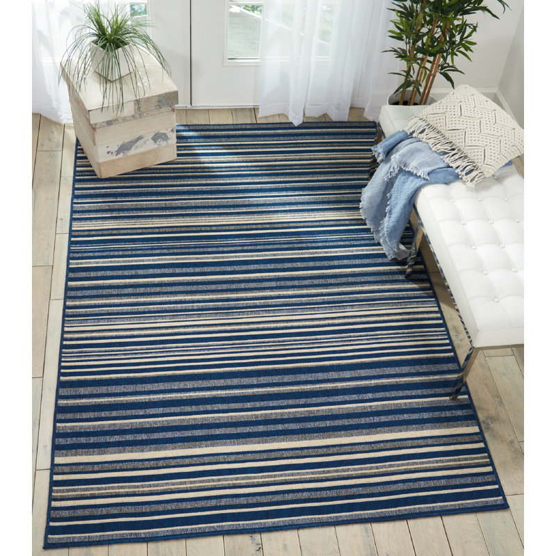 Lido Navy Blue/Cream Area Rug, Rectangle 5'3" W x 7'5" L