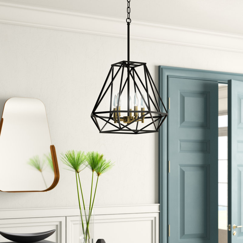 Lustre géométrique de style lanterne à 5 lumières
