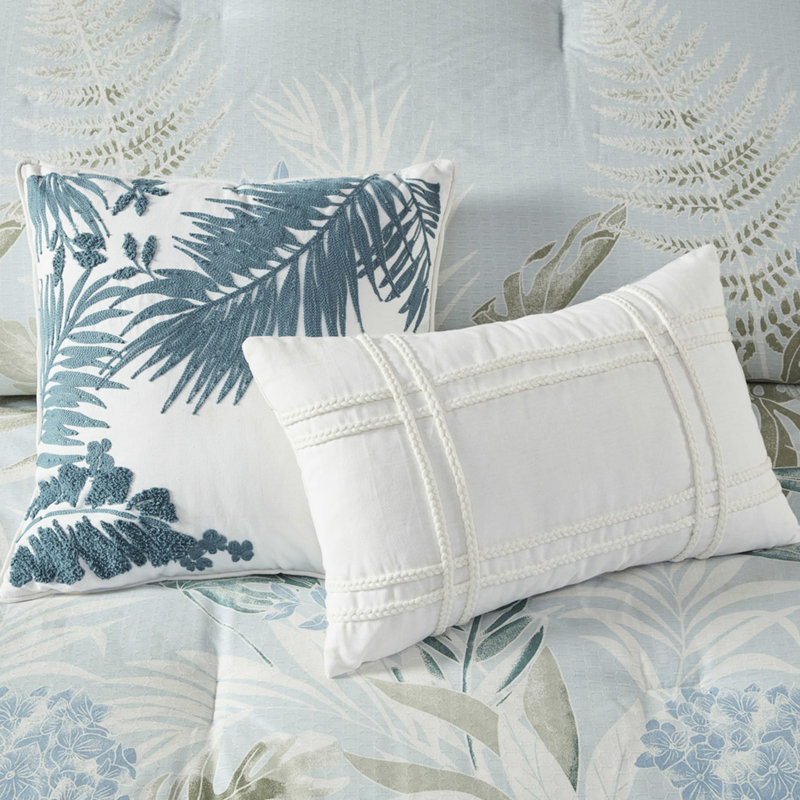 6 pièces de literie en coton, bleu, très grand, rembourré, édredon à imprimé tropical
