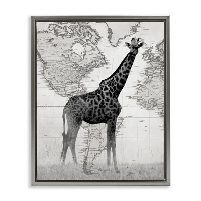 Girafe avec carte du monde rétro