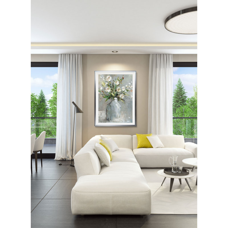 Country Bouquet I - Imprimé, H 45 po x l 30 po x P 1,5 po, Cadre argenté