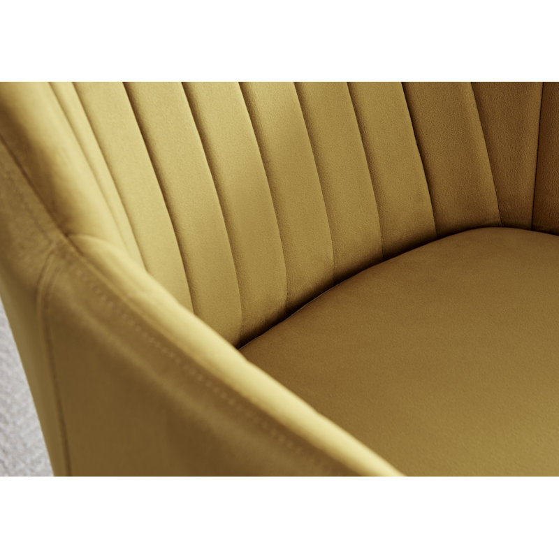 Chaises de salle à manger rembourrées en velours de luxe Wethersfield, Argenté, Moutarde