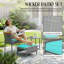 Ensemble de 5 meubles d'extérieur pour patio avec table et repose-pieds Ensemble de patio en osier bistro (osier gris et coussin vert)-2069786760-2070297835