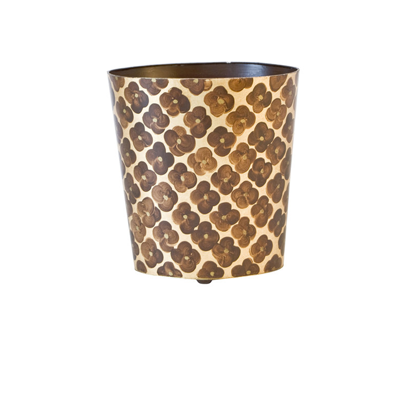 Metal Open Waste Basket, Brown/Gold