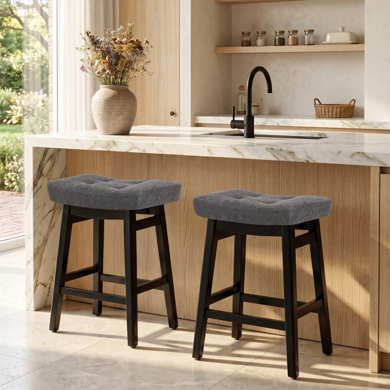 Tabouret de bar extra large 19,7 po, PU Gray Seat / Black Frame