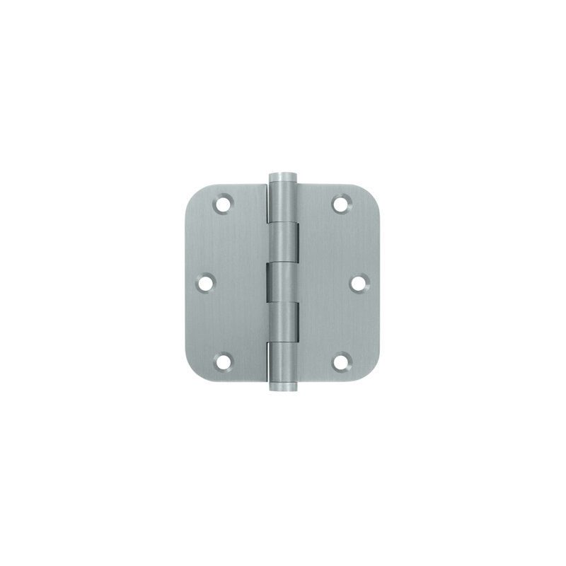 Deltana DSB35R53 3-1/2" x 3-1/2" x 5/8" Radius Hinges in Polished Brass Pair, Brushed Chrome