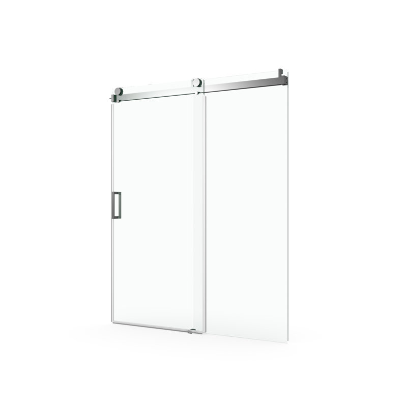 60" W X 76" H Shower, Tempered Glass, Matte Black, Modern Shower Accessory Door, W, 1/4" Single Sliding