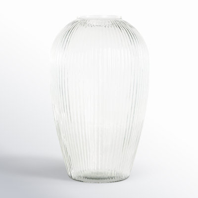 Perry Glass Short Round Ribbed Vase