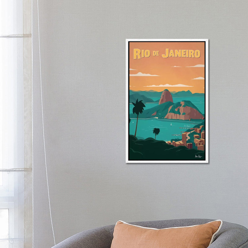 Rio De Janiero - Painting on Canvas, White Framed, 66.04cm H x 45.72cm W x 3.81cm D