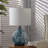 23.5" Modern Coastal Blue Glass Table Lamp with 3-Way Dimmable Lighting