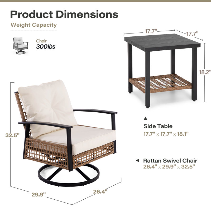 Ensemble de salle à manger à hauteur de bar 36,6 "2 places avec coussins Square, 2 pièces: 2 chaises, Beige