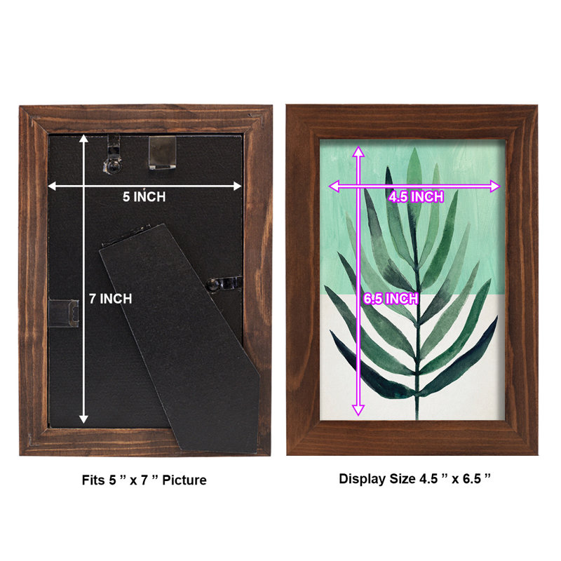 Verging Palm III, encadré sur papier, L 6 po x H 8 po x P 1 po, Cadre châtaignier