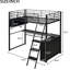 Lit mezzanine simple en métal avec bureau à DEL et tablettes-1476274071