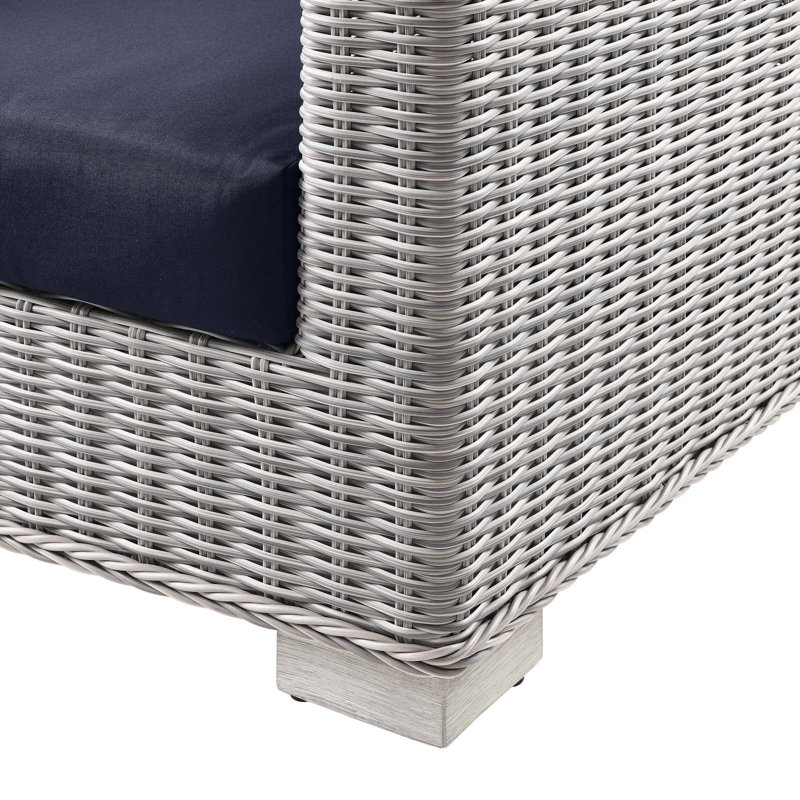 Modway Conway Outdoor Patio Wicker Rattan Sofa, Navy