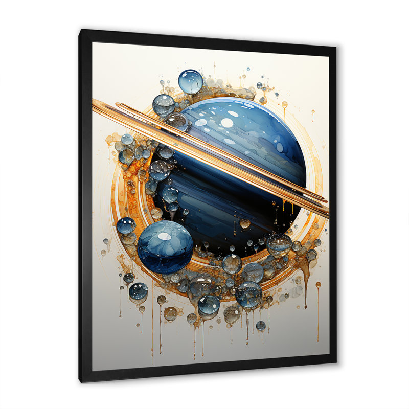 Sapphire Saturn Cosmic Wonder sur impression sur toile, H 40 po x l 30 po x P 1,5 po, Cadre noir