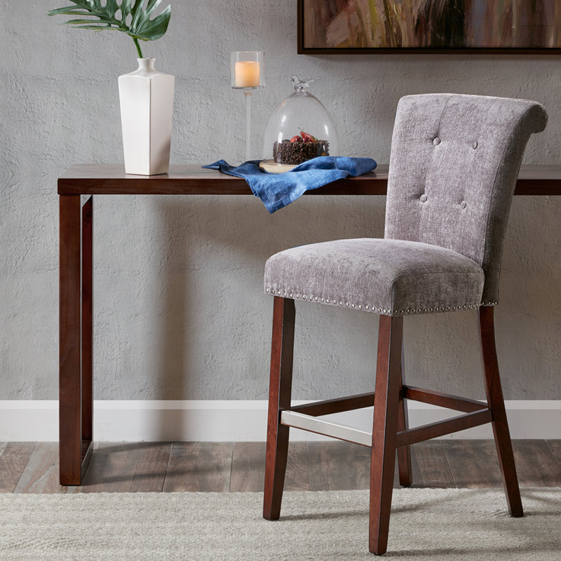 Chaises de salle à manger avec dossier capitonné et repose-pieds, Naturel, Crème, crème