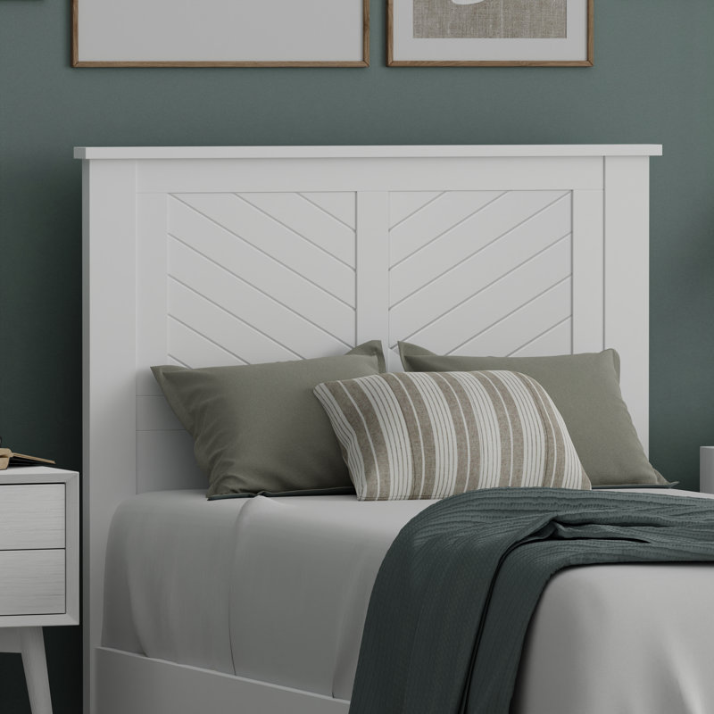 Chalco Solid Wood Headboard With Chamfer, Twin, White