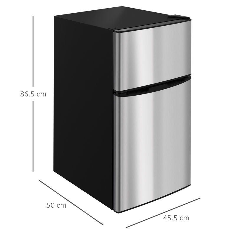 HOMCOM 88L Under Counter Fridge Freezer 5-Level Thermostat, Black/Silver