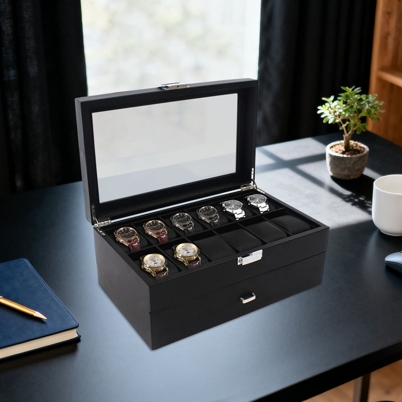 Boîte à bijoux avec présentoir 24 fentes pour homme