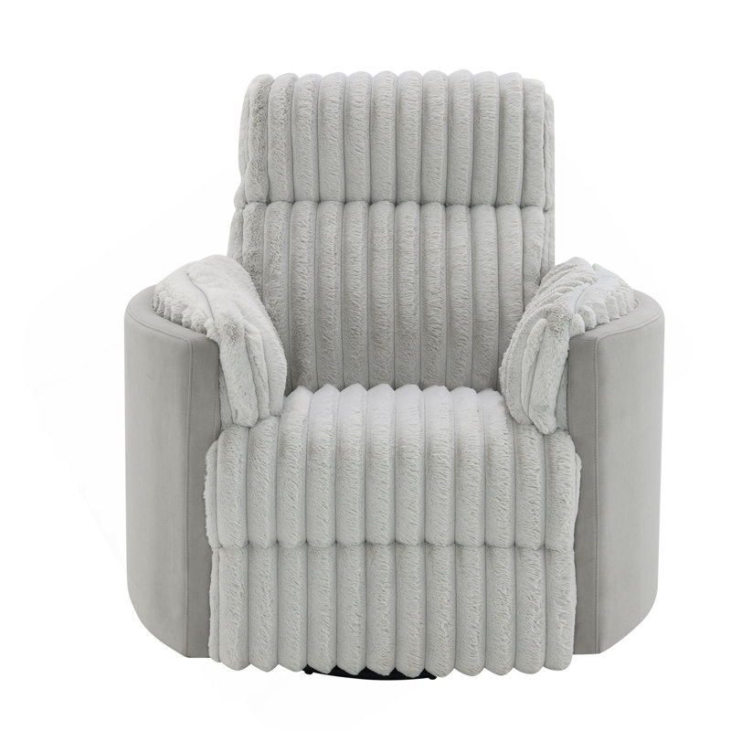 Fauteuil inclinable et oscillant en velours côtelé gris Emee