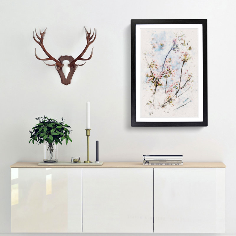Cherry Blossom Tree - Picture Frame Painting Print, Black Framed, 63cm H x 45cm W x 2cm D