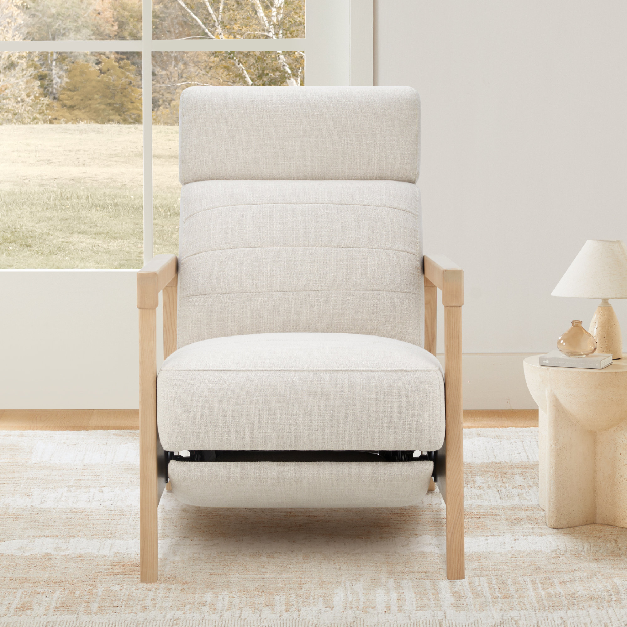 Amada 27.5" Wide Power Standard Recliner, Effie Linen Performance Weave