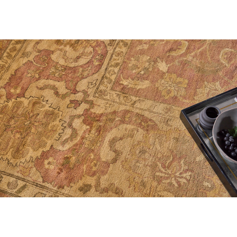 Hand-Knotted Floral Wool Rectangular Area Rug, 12'3" x 15'6"