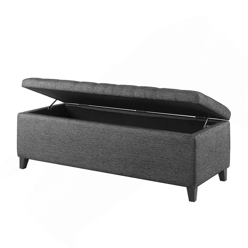Banc de rangement capitonné à fermeture douce, Gris anthracite