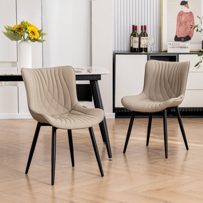 Chaise de salle à manger rembourrée en simili cuir avec pieds en fer Jimma 