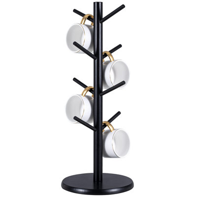 Mug Holder Tree, Black Coffee Cup Holder With 8 Hooks, Wood Mug Hanger Stand For Counter -  Rebrilliant, 63597000C27440EE89A1B972207C5D5C