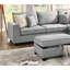 Canapé modulaire contemporain 3 en tissu gris avec dossier rembourré, canapé réversible, coussin de rangement, sièges et méridienne pour la décoration de la salle familiale-256387234
