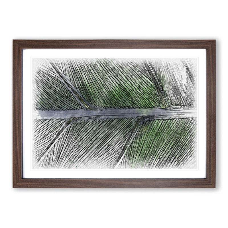 Leaf Detail - Picture Frame Drawing, 27cm H x 36cm W x 2cm D, Walnut Framed