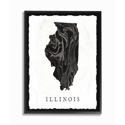 « marbleed paper illinois state silhouette », impression