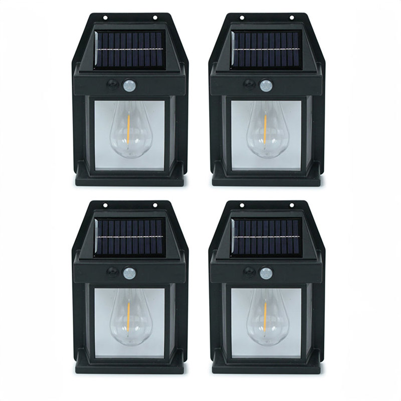 Sheilah Matte Black 23cm H Solar Powered Integrated LED Outdoor Wall Lantern