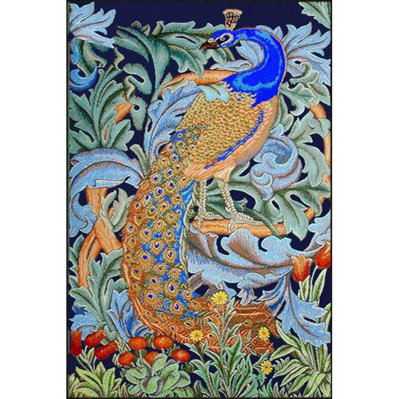 Tapis décoratif et tissé avec motifs de feuilles et d'oiseaux, Rectangle 2 pi 4 po x 4 pi