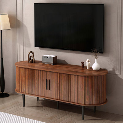 Console de télévision moderne avec porte coulissante et compartiment de rangement