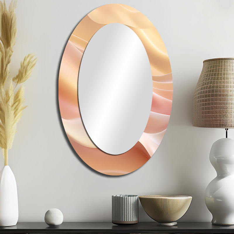 Miroir mural moderne doré et rose Soft Wave Fusion, 36 po x 24 po