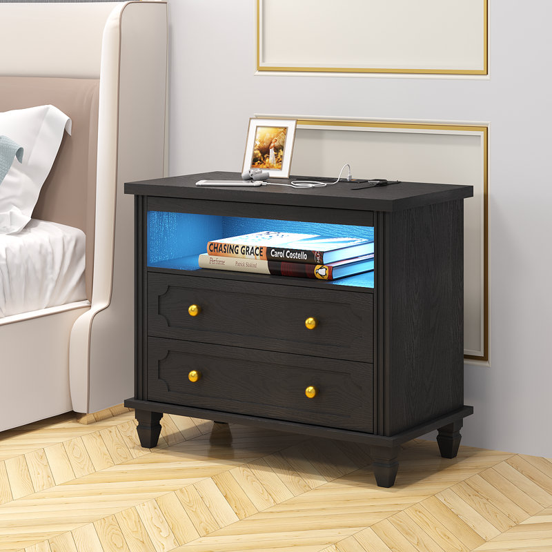 72cm W Bedside Table, Black