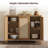 43.5''W 3-Door Rattan Sideboard Buffet Cabinet with Adjustable Shelves, Modern Boho Farmhouse Storage Cabinet Credenza for Kitchen Dining Room Entryway Living Room-1908818517-1909355828
