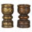 Vintage Gold Hand-Carved Wood Candle Holder for Rustic Table Decor