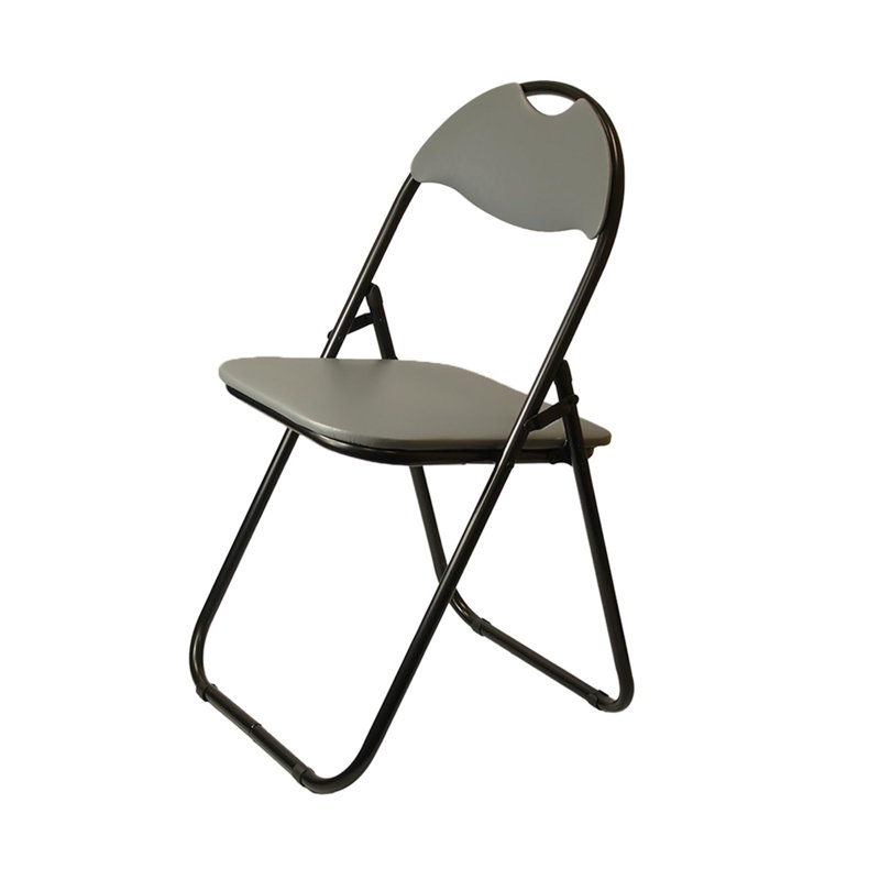 Faux leather Office Chairs - Steel Frame folding Chair, Grey