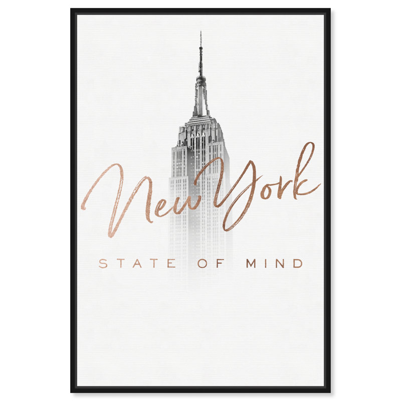 État de l'esprit de New York - États-Unis - impression sur toile, Cadre flottant noir, H 24 po x l 16 po
