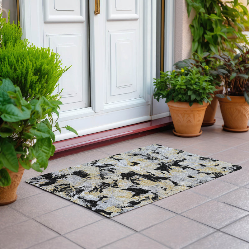 Malek Indoor/Outdoor Area Rug with Non-Slip Backing, Rectangle 1'8" x 2'6"